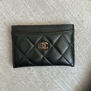 Chanel quilted card holder black